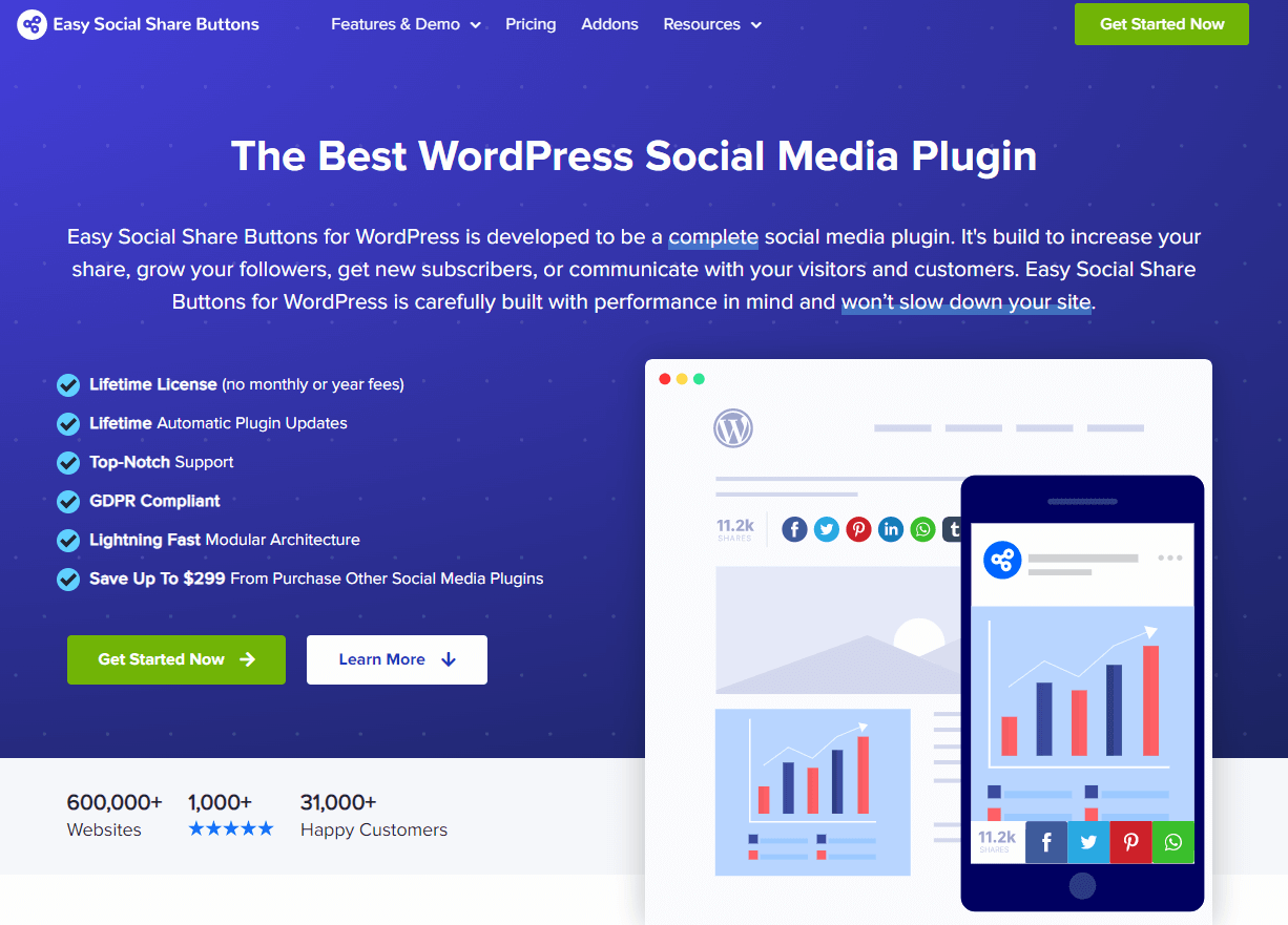 easy share social buttons linkedin wordpress plugin